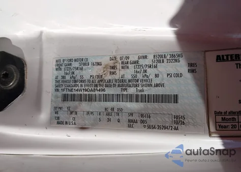 2009 Ford E-150 Commercial/Recreational from USA, damaged, VIN 1FTNE14W19DA89496